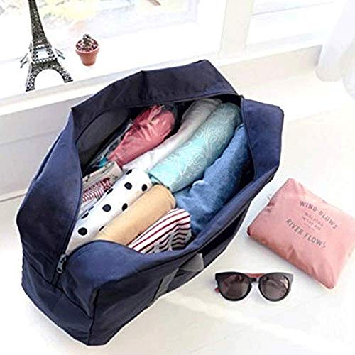 2 Pack Foldable Travel Bag Waterproof Travel Duffel Bag,Women Ladies Man Canvas Weekender Bag Overnight Carry-on Tote Duffel in Trolley Handle (Black&Rred)… - color: Black-Red