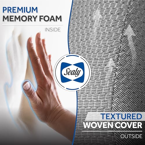 Sealy Ergonomic Memory Foam Travel Neck Pillow - Premium Cervical Neck Pillow for Airplanes, Designed for Comfort, Adaptive Ergonomic Support, Travel Essentials, Grey