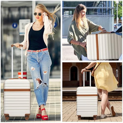Kono Carry On Luggage 22x14x9 Expandable 20Inch Hardshell TSA Lock Cream - color: Cream White, size: Carry-on 20-inch