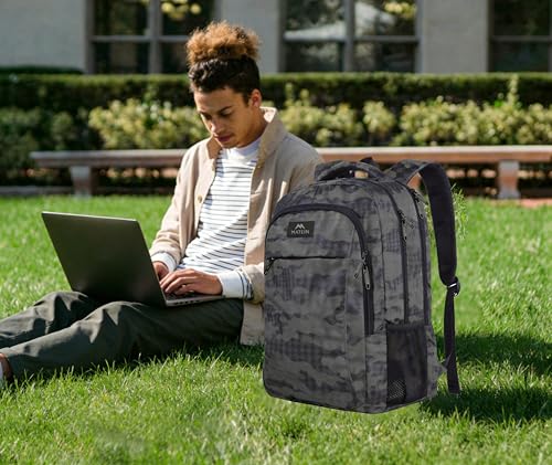 MATEIN Travel Computer Backpack, 15.6 Inch Sturdy College Laptop Bookbag - color: Grey and Black Camo, size: 15.6 Inch