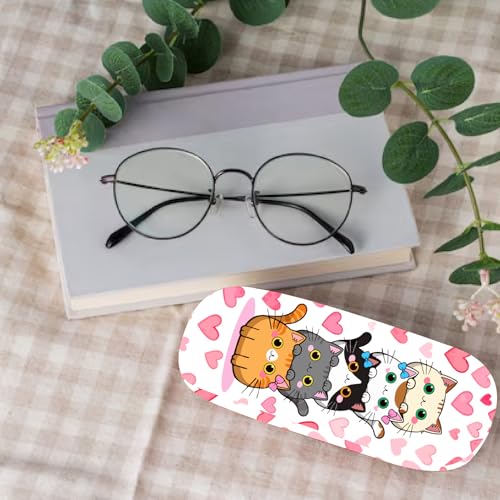 CREATCABIN Glasses Case Hard Shell Leather Eyeglasses Cases Sunglasses Holder Portable Travel Spectacle Pouch Storage Clamshe - style: Cat 1