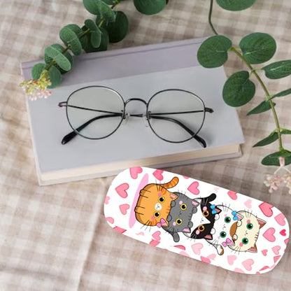CREATCABIN Glasses Case Hard Shell Leather Eyeglasses Cases Sunglasses Holder Portable Travel Spectacle Pouch Storage Clamshe - style: Cat 1