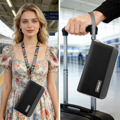 Passport holder for travel Family passport holder(Black) - color: Black