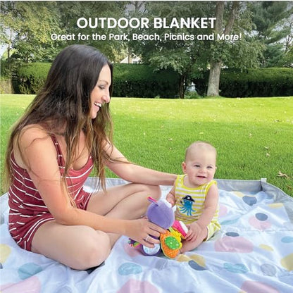 Lulyboo Waterproof Outdoor Blanket with Smart-Edge Snapping Corners, 60x60 Inch Picnic & Beach Blanket, Machine Washable, Foldable with Carrying Bag & Adjustable Strap, Sand & Grass Resistant