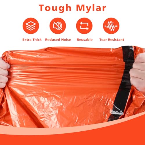 Zmoon Emergency Sleeping Bag Survival Bag, Portable Waterproof Thermal Bivy Sacks,Bivvy Bags,Camping Mylar Sleeping Bag Survival Gear Emergency Blankets Survival Shelter - size: Orange Pack of 2