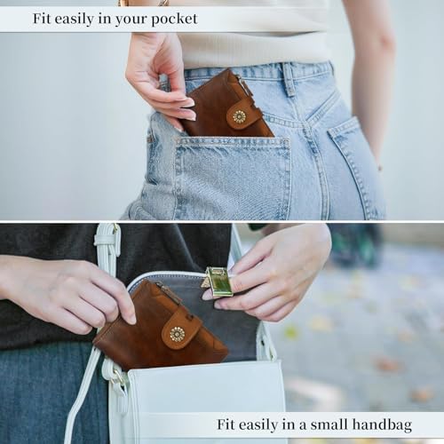 Wallet Women,RFID Blocking Leather Womens Wallet Bifold Compact Card Holder Small Wallet for Women with Removable ID Window zsbrown - color: b3-zsbrown