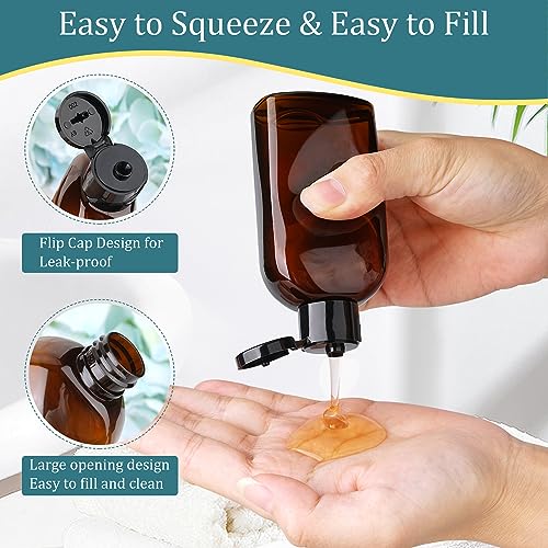 Cosywell Travel Bottles for Toiletries 4PCS 3.4oz Plastic Squeeze Bottles - style: A-3.4oz-brown-2label2blank