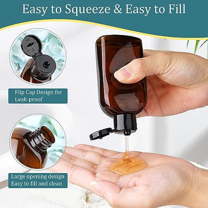 Cosywell Travel Bottles for Toiletries 4PCS 3.4oz Plastic Squeeze Bottles - style: A-3.4oz-brown-2label2blank