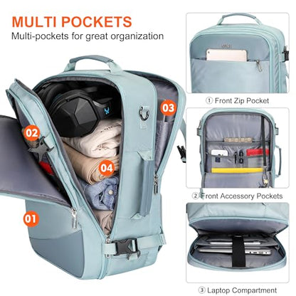 PIJUSHI Travel Backpack 3-In-1 Carry On Luggage Backpack Fits 16" Laptop