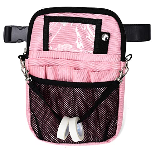 Nurse Fanny Pack, Multi Compartment Nursing Fanny Pack with Pockets | Utility Waist Bag for Work Supplies, Suit for Nurses, RN, Vet, EMT-Pink - color: Pink