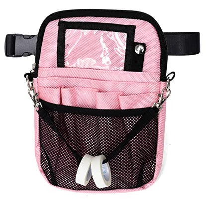 Nurse Fanny Pack, Multi Compartment Nursing Fanny Pack with Pockets | Utility Waist Bag for Work Supplies, Suit for Nurses, RN, Vet, EMT-Pink - color: Pink