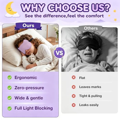 Kids Sleep Mask, 3D Contoured Kids Eye Mask for Sleeping - color: Purple