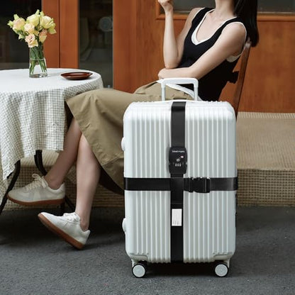 Travel Inspira Anti-Theft Suitcase Belt with TSA Lock - color: Cross Black-New