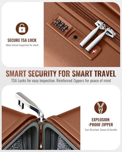 Joyway 3-Piece Hardshell Luggage Set, Spinner Wheels, 20 24 28 Inch, Brown - color: Cognac Brown, size: 3-Piece Set (20/24/28)