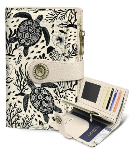 Sea Turtle Wallet Women RFID, Passport Holder, Credit Card Holder - color: Sea Turtle