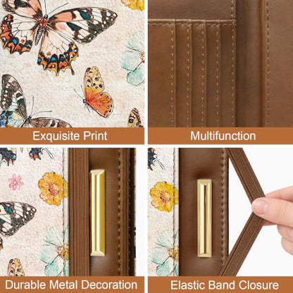 Coco Rossi Passport Holder for Travel Women Slim RFID Passport Cover Wallet - color: Flower Butterfly
