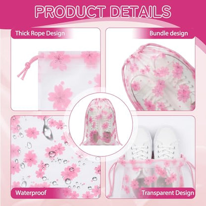 Shoe Bags for Travel, 20PCS Waterproof Drawstring Shoe Bags for Packing - color: Flowers
