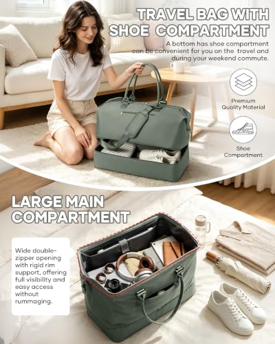 Travel Duffel Weekender Bag Women Tote Carry On Bags With Shoe Compartment