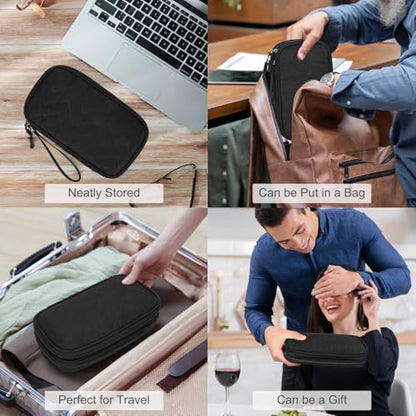 FYY Electronic Organizer, Travel Tech Pouch Bag, Medium, Black Quilted - color: Black Quilted, size: 8.3 x 5 x 2.6 inches