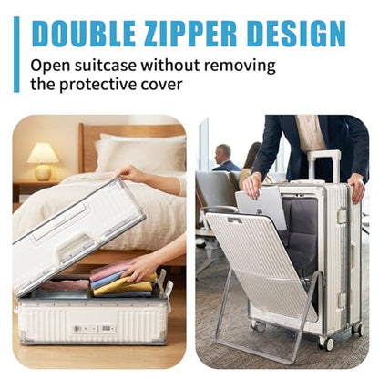 Yotako Clear Luggage Cover Protector with Front Pocket Zipper 32 Inch - color: 80%clear 20%grey, size: 32inch