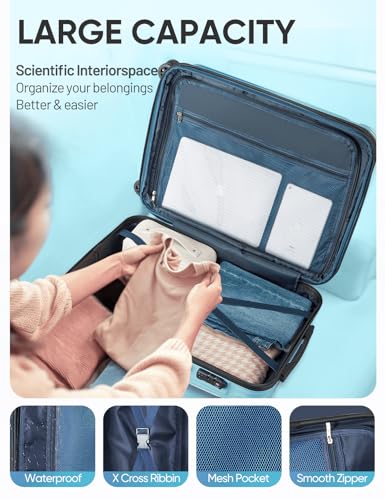 Large Checked Luggage Hardside Suitcase with Spinner Wheels, 27in - color: Ice, size: L(27In)
