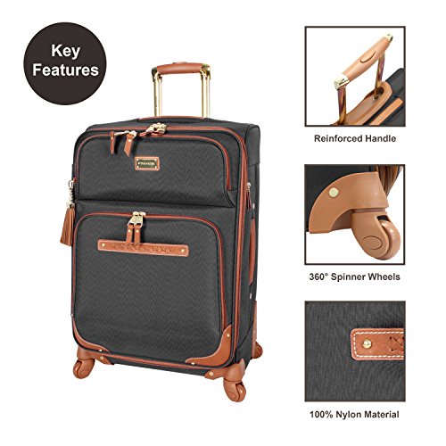 Steve Madden Luggage Midsize Softside 24" Expandable Suitcase With Spinner Wheels (24in, Global Black) - color: Global Black