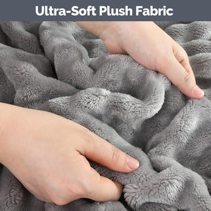 Gray Travel Blanket for Airplane, Portable Soft Flannel with Pouch & Clip - color: Gray