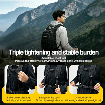 15L Hiking Backpack Small Travel Camping Packable for Men Women，Black - color: Black