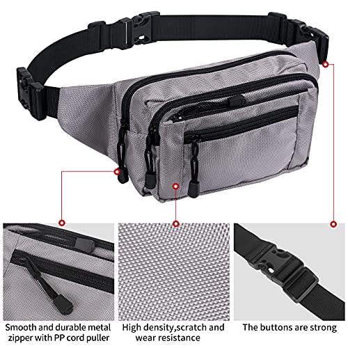USPECLARE Clear Fanny Pack Stadium Approved Large Multi-Purpose Waist Bag - color: Grey, style: 1-pack-nylon