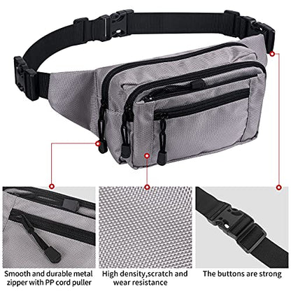 USPECLARE Clear Fanny Pack Stadium Approved Large Multi-Purpose Waist Bag - color: Grey, style: 1-pack-nylon