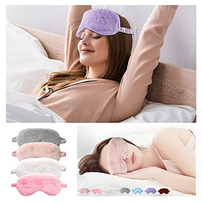 4 Pcs Plush Sleep Masks, Ultra Cute Soft Eye Cover, Blindfold Travel Masks for Kids Men Women(Random Color) - color: Style1