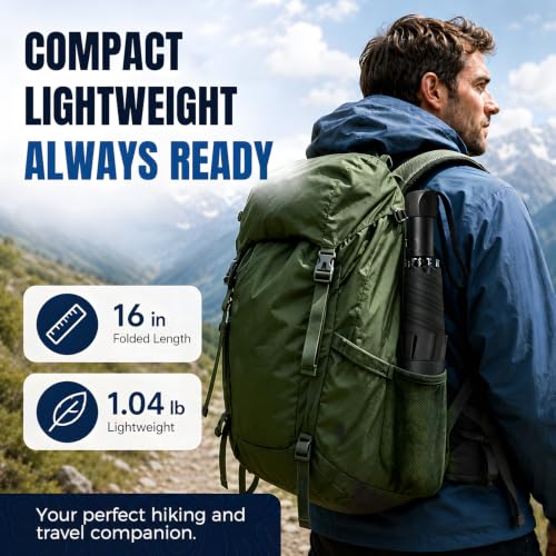 Collapsible Windproof Umbrella Travel - 42inch Auto Open & Manual Close - color: 01.Black
