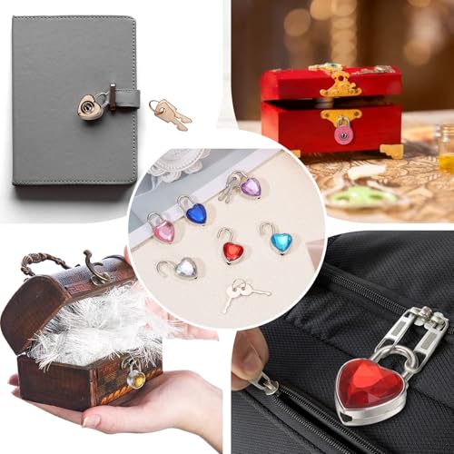 PATIKIL 10Pcs Mini Diary Padlock Small Metal Heart Shaped Lock w 2 Keys - color: Purple