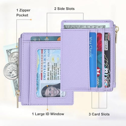 Sodsay Card Case Slim Front Pocket Wallet for Women Credit Card Holder with Keychain | Slim, Credit Card Holder, Front Pocket, with Keychain - color: CH Light Purple