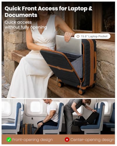 Kono Carry On luggage Airline Approved 20 Inch Apricot Black - color: Apricot Black, size: Carry-on 20-inch