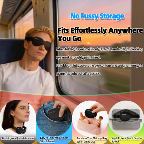 Sleep Mask，3D Light Blocking, Soft Foldable Travel Eye Mask for Men Women