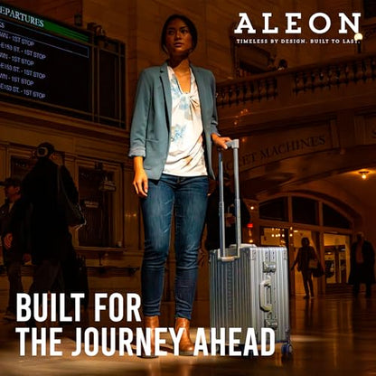 Aleon All Aluminum Lightweight 21" Premium International Carry-On Luggage - Hardside Carry-On Suitcase, TSA Approved, Hard Shell Suitcase, Airline Approved Hard Spinner Wheels Luggage (Platinum) - color: platinum