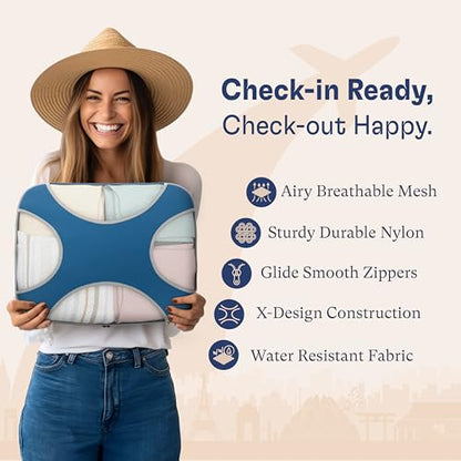 Shacke 8 Set Packing Cubes for Travel, Shoe & Toiletry Bags (Navy Blue) - color: 8 Set - Navy Blue, size: Set of 8