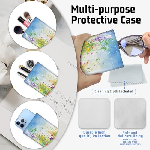 Soft Glasses Case for Sunglasses Eyeglass Slim Pouch - color: Floral