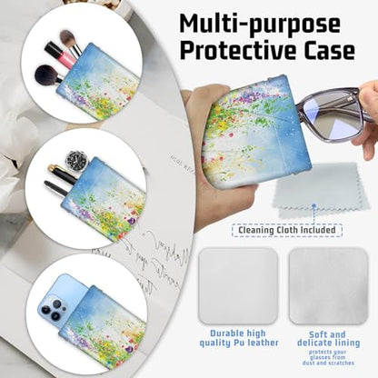 Soft Glasses Case for Sunglasses Eyeglass Slim Pouch - color: Floral