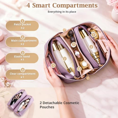 3-in-1 Large Travel Makeup Bag Organizer for Women - color: B08-Purple