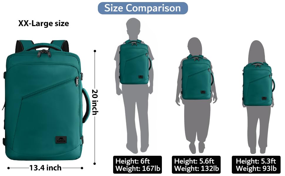 MATEIN Travel Backpack Large, Expandable Carry on Backpack for Travelling - color: Peacock Blue, size: XX-Large
