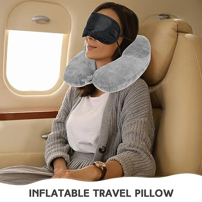 Sintuff 2 Inflatable Neck Pillow Airplane Travel,Gray - color: Gray