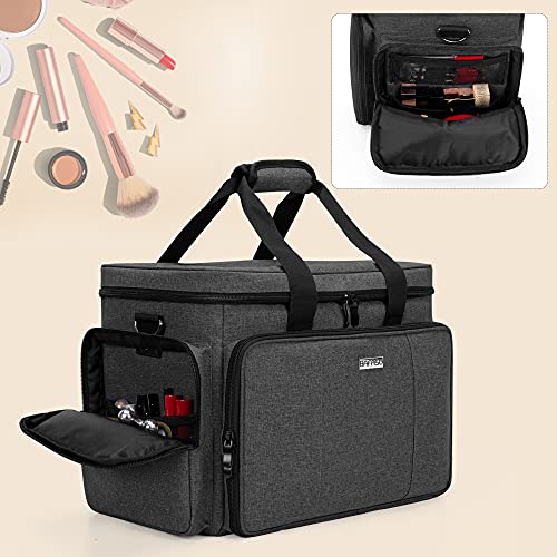 BAFASO Large Makeup Bag Cosmetic Bag with Removable Dividers, Black - color: Black