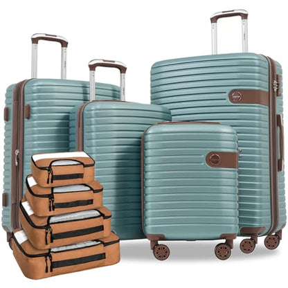 Merax Hardshell Luggage Sets 4 piece Lightweight Suitcases With Wheels TSA Lock Expandable (only 24”/28”) ABS Large Luggage Set(Blue) - color: Blue, size: 4-piece set (24-inch/28-inch)
