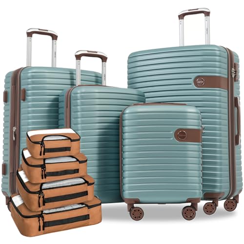 Merax 4-Piece Hardshell Luggage Set 16/20/24/28 TSA Lock for Family Travel - color: Blue, size: 4-piece set (24-inch/28-inch)