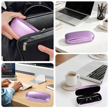 Hifot Metal Eyeglass Case Hard Shell, Aluminum Spectacles Box Sunglasses Case for Men Women, Reading Glasses Holder - color: Purple
