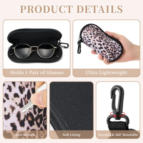 WOZEAH Double Eyeglass Case with 2 Compartments, Travel Eyewear Organizer for Two Pairs of Glasses - color: Leopard4