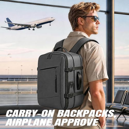 Vacuum Backpack Travel with Pump 60L Expandable Travel Backpack with Seal Compression System Women Men Carry On luggage Backpack Waterproof for Business Trips Weekend Getaways Travel Blue - color: Grey