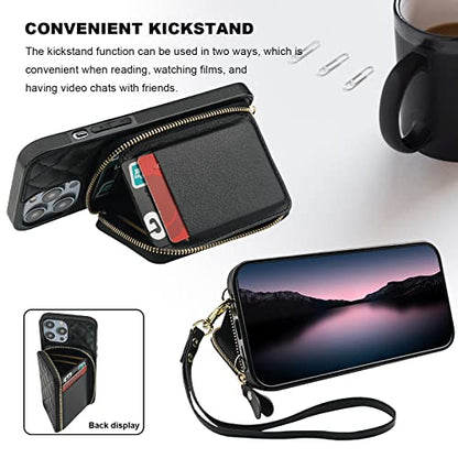 Bocasal Crossbody Wallet Case Card Holder for iPhone 14 Pro Max Black - color: Black